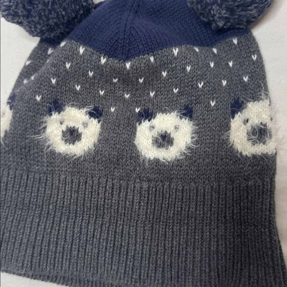 Tucker Tate‎ Navy and Gray Pom-Pom Bear Hat.